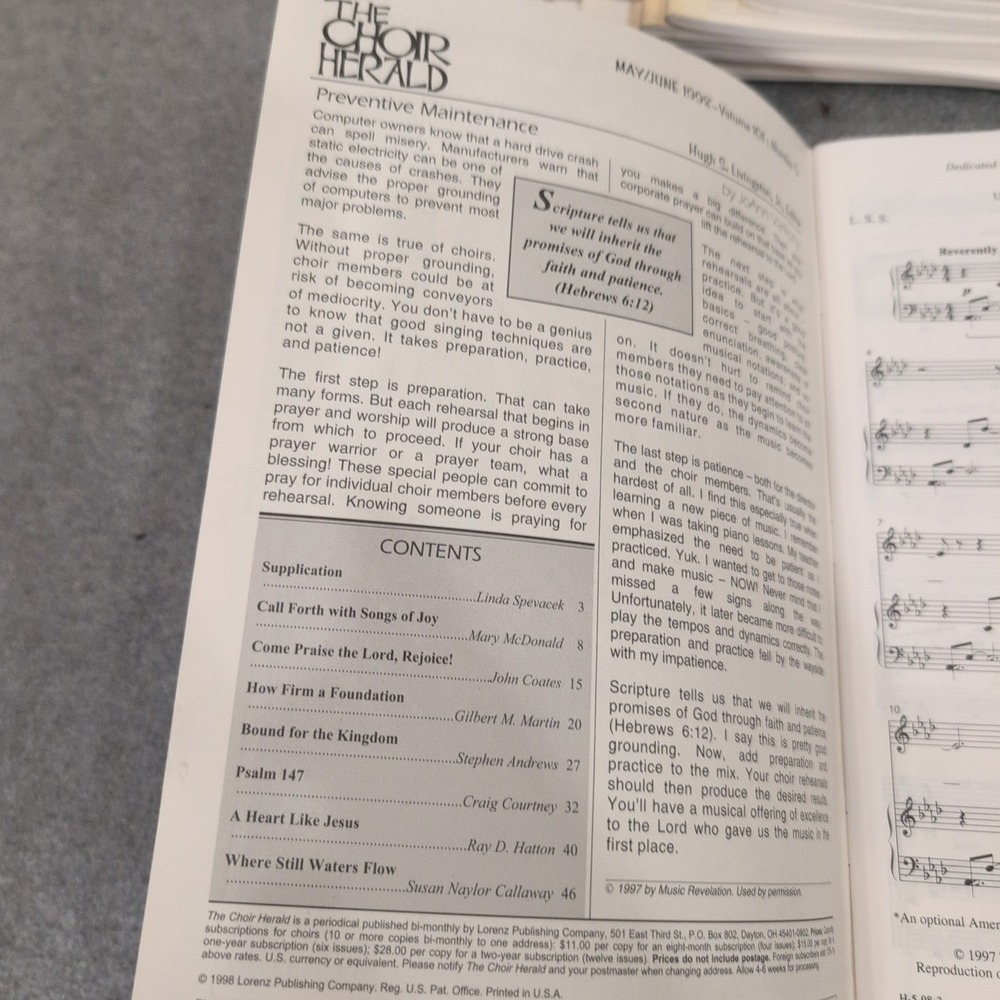 The Choir Herald May June 1998 Lorenz Publishing Company Choral Music Lot 21 - Picture 2 of 2